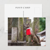 Fox standbeeld van Fushimi Inari heiligdom Briefkaart (Voorkant / Achterkant)
