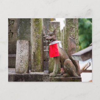 Fox standbeeld van Fushimi Inari heiligdom Briefkaart