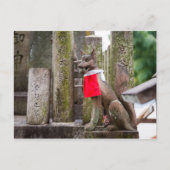 Fox standbeeld van Fushimi Inari heiligdom Briefkaart (Voorkant)