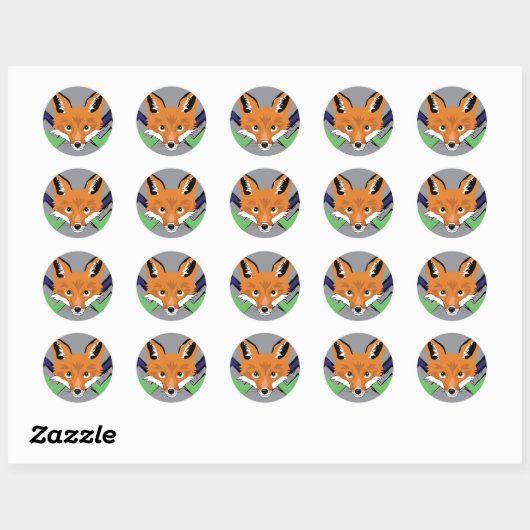 Fox stempels ronde sticker (Vel)