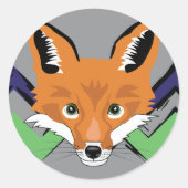 Fox stempels ronde sticker (Voorkant)