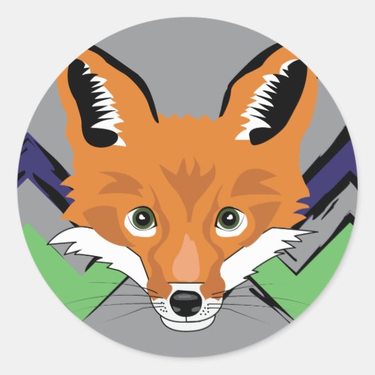 Fox stempels ronde sticker (Voorkant)