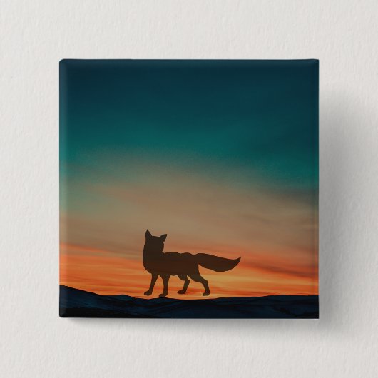Fox sunset-knop vierkante button 5,1 cm (Voorkant)