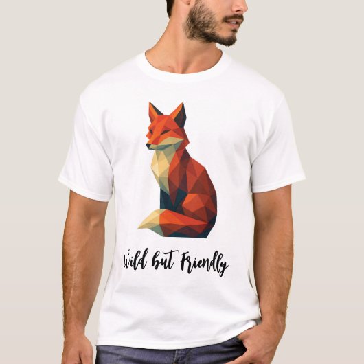 Fox T-Shirt with Title : Wild but Friendly (Voorkant)