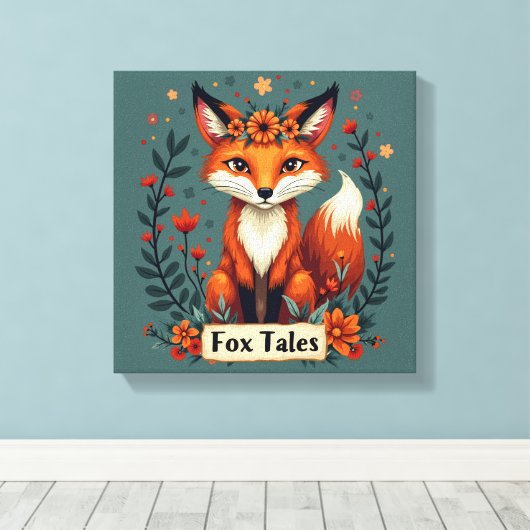 Fox Tales Boho Woodland Animal Canvas Afdruk (Insitu (Houten vloer))