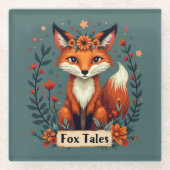 Fox Tales Boho Woodland Animal Glazen Onderzetter (Voorkant)