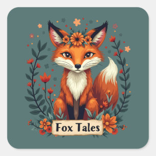 Fox Tales Boho Woodland Animal Vierkante Sticker