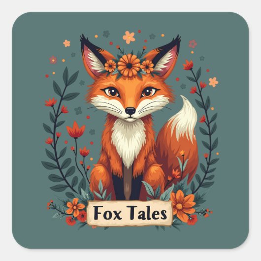 Fox Tales Boho Woodland Animal Vierkante Sticker (Voorkant)