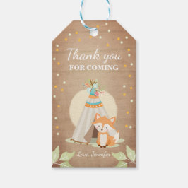 Fox Teepee bedankt je voor de tag Woodland Rustic Cadeaulabel