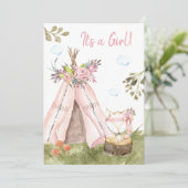 *~* Fox Teepee Tent Boho Woodland Forest Girl Kaart (Staand voorkant)