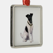 Fox Terrier (A) - Glad - zwart-wit Metalen Ornament (Rechts)