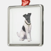 Fox Terrier (A) - Glad - zwart-wit Metalen Ornament (Links)