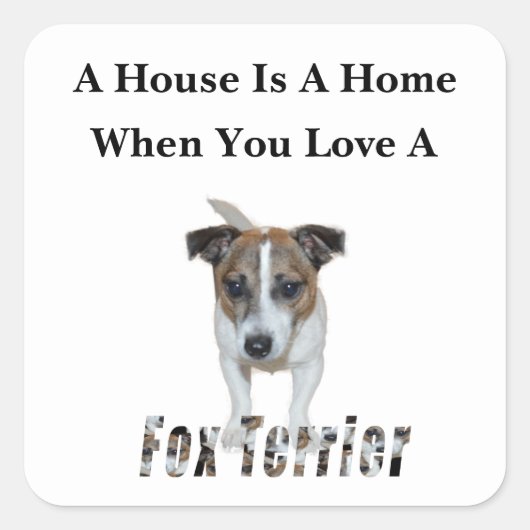 Fox Terrier and Fox Terrier Love Logo, Vierkante Sticker (Voorkant)
