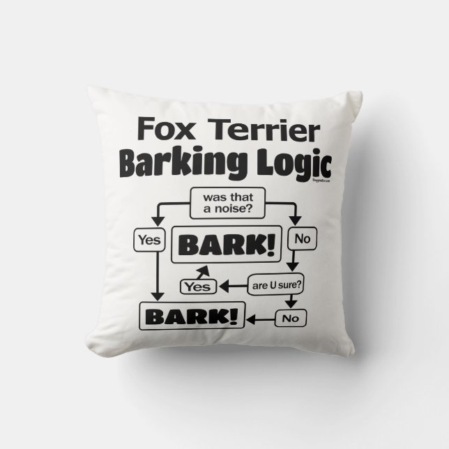 Fox Terrier Barking Logic Kussen (Voorkant)