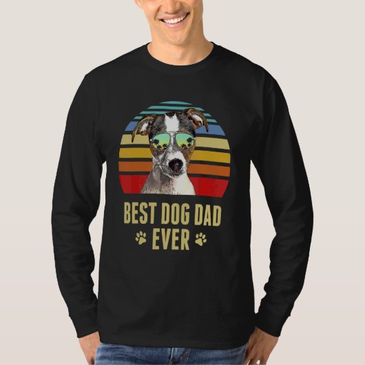 Fox Terrier Best Dog Dad Ever Retro Sunset T-shirt (Voorkant)