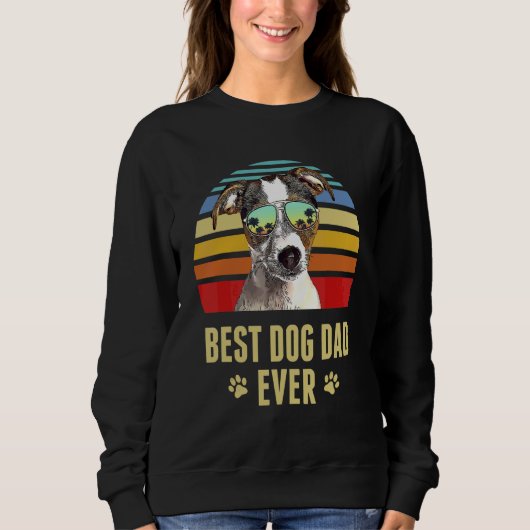 Fox Terrier Best Dog Dad Ever Retro Sunset Trui (Voorkant)