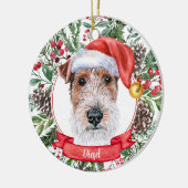 Fox Terrier Custom Santa Dog kerstversiering Keramisch Ornament (Links)
