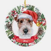 Fox Terrier Custom Santa Dog kerstversiering Keramisch Ornament (Achterkant)