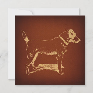 Fox Terrier Dog Art Rustic Antiek stijl Feestdagenkaart