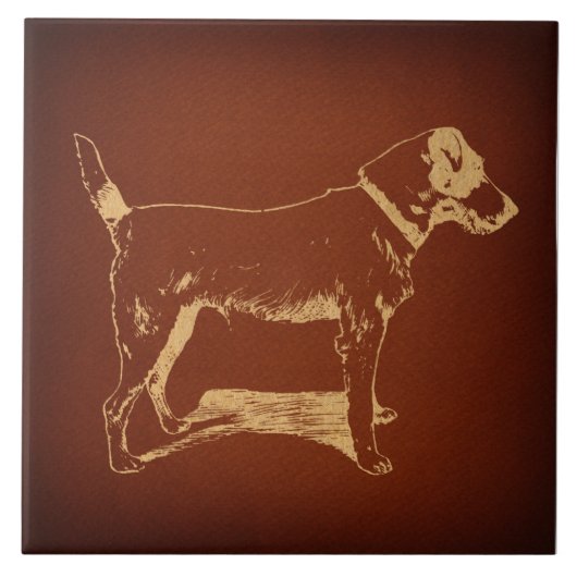 Fox Terrier Dog Art Rustic Antiek stijl Tegeltje (Voorkant)