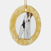 Fox Terrier Dog Gold Snowflake Border Keramisch Ornament (Rechts)