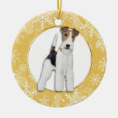 Fox Terrier Dog Gold Snowflake Border Keramisch Ornament (Voorkant)