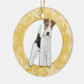 Fox Terrier Dog Gold Snowflake Border Keramisch Ornament (Links)