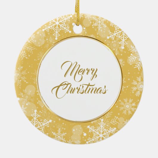 Fox Terrier Dog Gold Snowflake Border Keramisch Ornament (Achterkant)