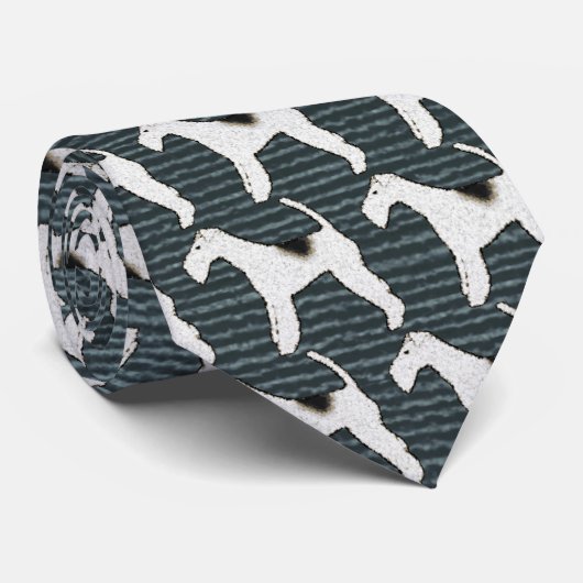 Fox Terrier Dog op Blue Grey Background Stropdas (Opgerold)