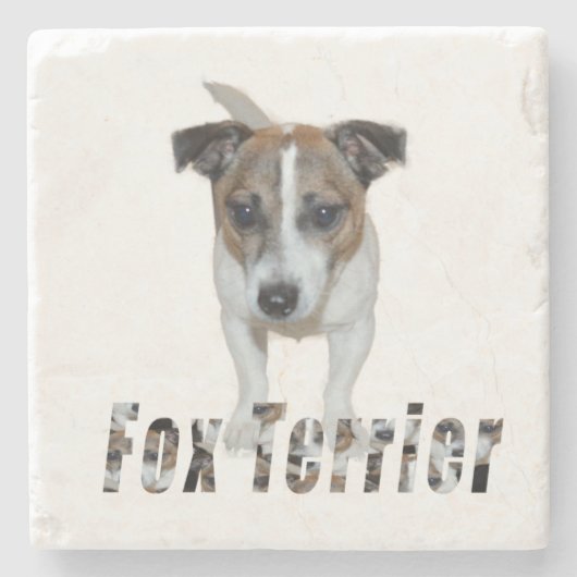 Fox Terrier en Fox Terrier Logo, Stenen Onderzetter (Voorkant)