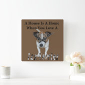 Fox Terrier en Fox Terrier Love Logo Vierkante Klok (Huis)