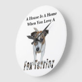 Fox Terrier en Fox Terrier Love Logo, White Grote Klok (Hoek)