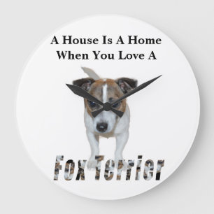 Fox Terrier en Fox Terrier Love Logo, White Grote Klok