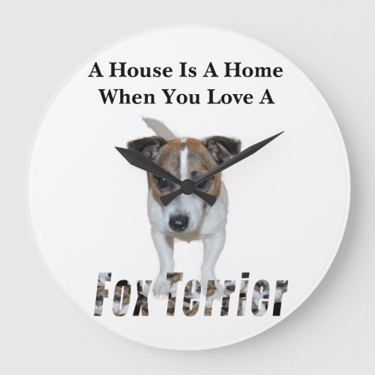 Fox Terrier en Fox Terrier Love Logo, White Grote Klok (Voorkant)