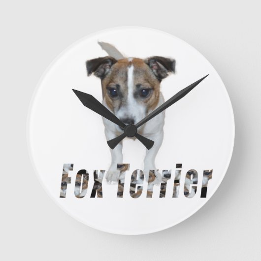 Fox-terrier en het Logo van de Fox-terrier, Ronde Klok (Voorkant)