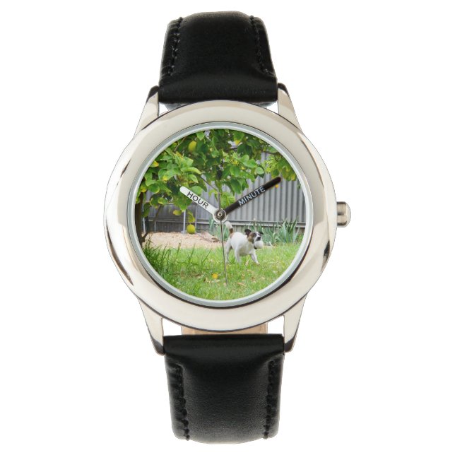 Fox Terrier Funny Scare Face Horloge (Voorkant)