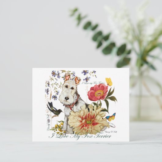 Fox Terrier Garden Briefkaart (Staand voorkant)