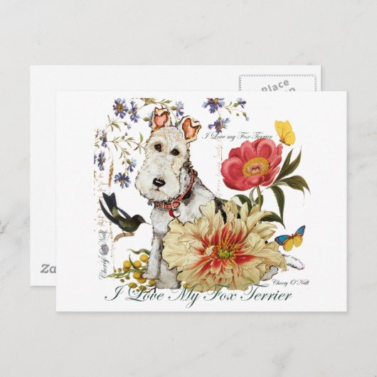 Fox Terrier Garden Briefkaart (Voorkant / Achterkant)