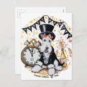Fox Terrier Gelukkig Nieuwjaar Feestdagenkaart (Voorkant / Achterkant)