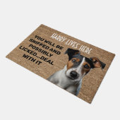 Fox Terrier gepersonaliseerde grappige deurmat (Schuin)