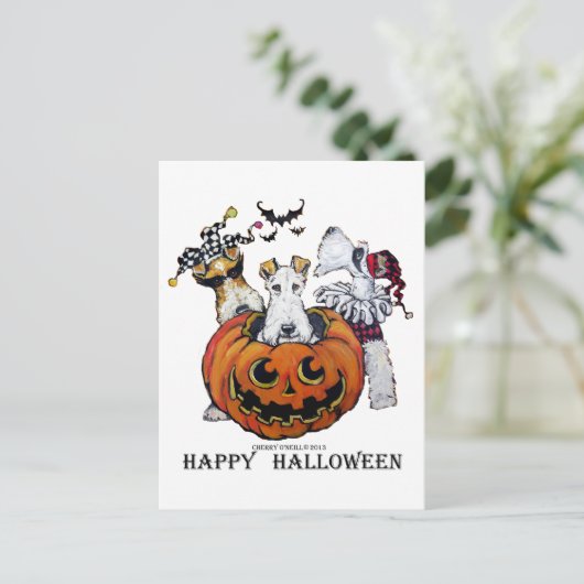 Fox Terrier Halloween Briefkaart (Staand voorkant)
