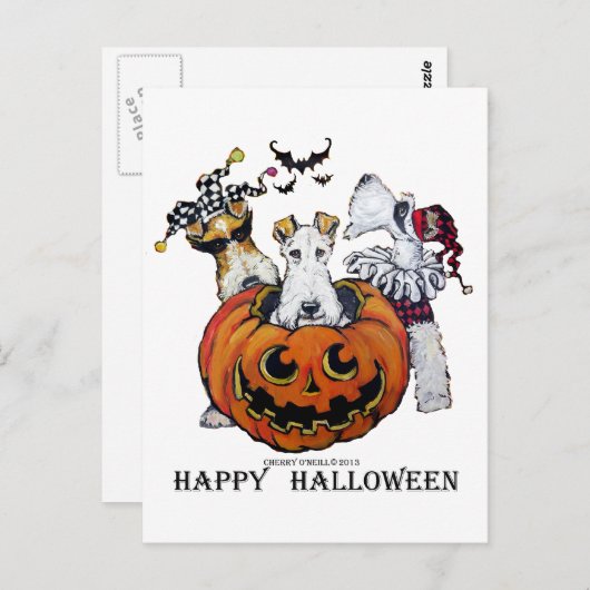 Fox Terrier Halloween Briefkaart (Voorkant / Achterkant)