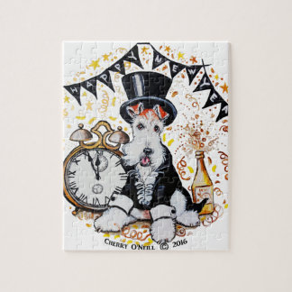 Fox Terrier Happy Nieuwjaar Legpuzzel