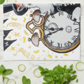 Fox Terrier Happy Nieuwjaar Theedoek (Gevouwen)