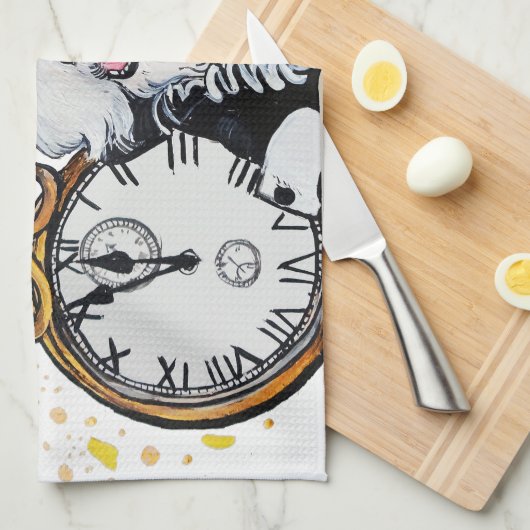 Fox Terrier Happy Nieuwjaar Theedoek (Quarter Fold)