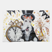 Fox Terrier Happy Nieuwjaar Theedoek (Horizontaal)