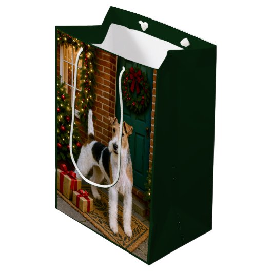 Fox Terrier Holiday  Medium Cadeauzakje (Voorkant Gekanteld)