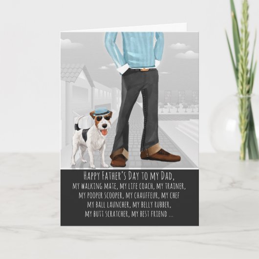Fox Terrier-hond en papa grappige Vaderdag Feestdagen Kaart (Voorkant)
