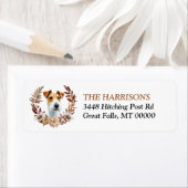 Fox Terriër Hond Herfst krans Etiket (Insitu)