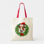 Fox Terrier Kerstkrans Canvas tas (Achterkant)